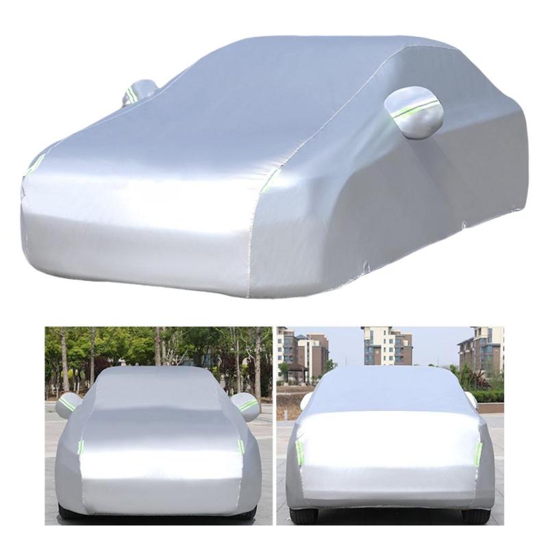 Full Car Cover Windproof Scratch Resistant Waterproof Outdoor Universal Fit Sedan Wagon Trucks - 1 Layer Silver