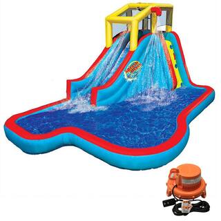 BANZAI Slide and Soak Splash Park Inflatable Outdoor Kids Water Park Play Center BAN-35076