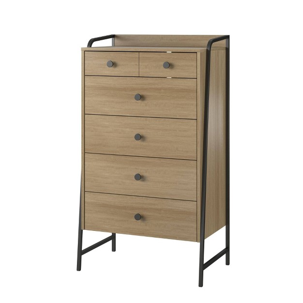 Bushwick Tall 5 Drawer Dresser Natural Novogratz