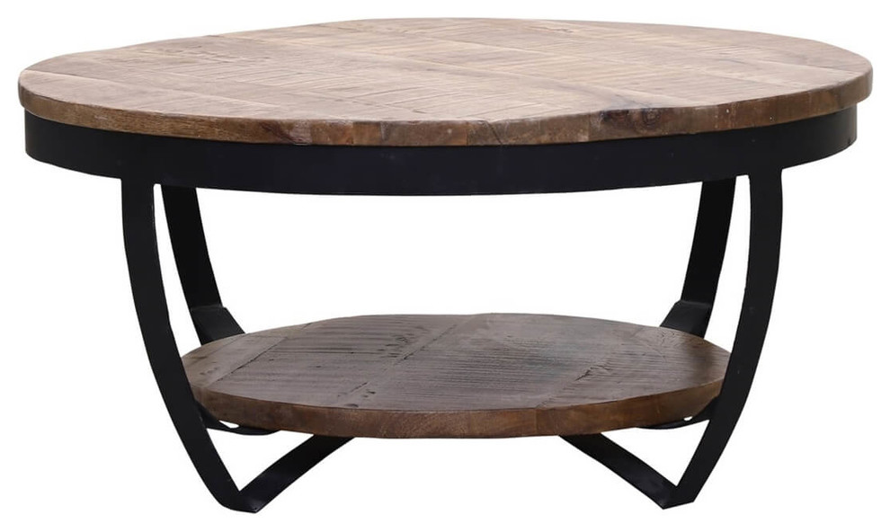 Farmhouse  ampIndustrial Style Reclaimed Wood 2 Tier Round Coffee Table   Industrial   Coffee Tables   by Sierra Living Concepts Inc  Houzz