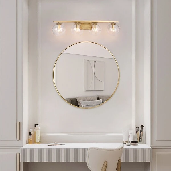 Modern Gold 4/ 3-light Bathroom Vanity Lights Glass Globe Wall Sconces