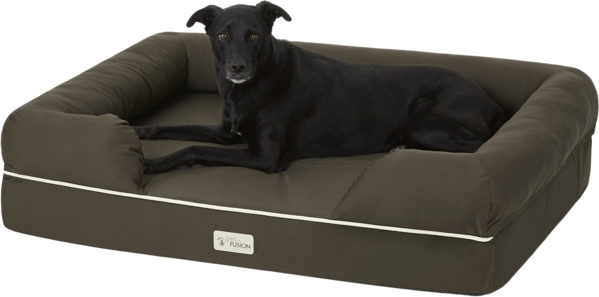 PetFusion Ultimate Lounge Memory Foam Bolster Cat and Dog Bed w/Removable Cover