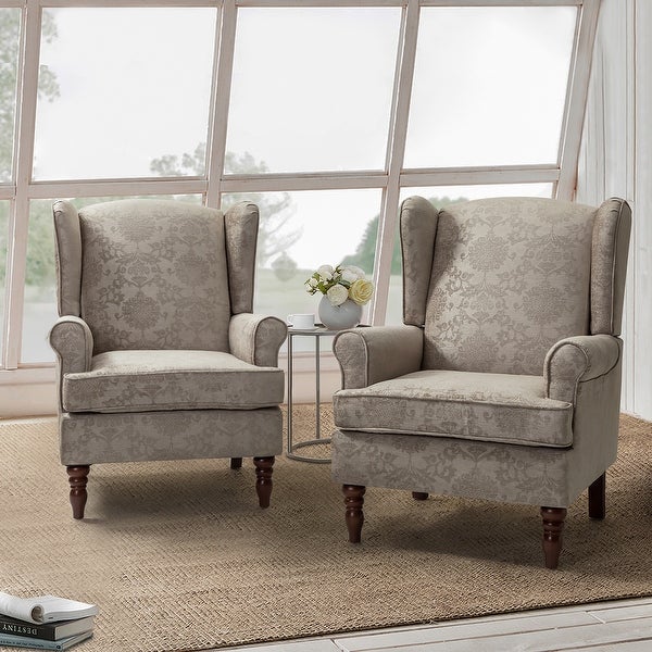 Epimethis Traditional Fabric Accent Armchair with Turned Legs Set of 2 by HULALA HOME