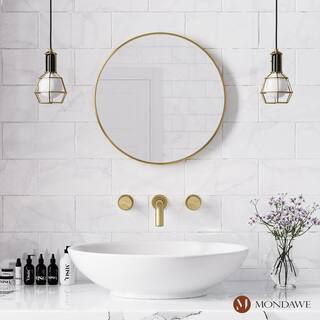 Mondawe Alexa Double-Handle Wall Mounted Faucet in Brushed Gold for Bathroom Vanity Laundry (1-Pack) WF-2382-BGI