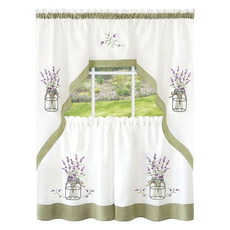 Achim 3-piece Lavender Embellished Tier and Swag Window Curtain Set