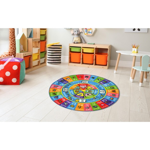 Kc Cubs Abc Alphabet Seasons Months Days Of Week Educational Learning amp Game Round Circle Rug For Kids And Children Bedrooms Playroom