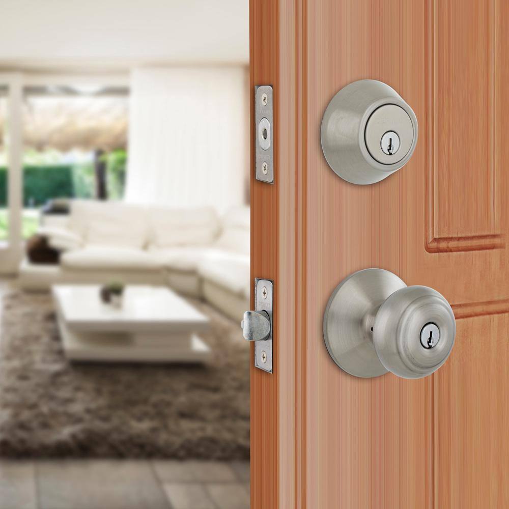 Defiant Hartford Satin Nickel Entry Knob and Single Cylinder Deadbolt Combo Pack BGX2L1B