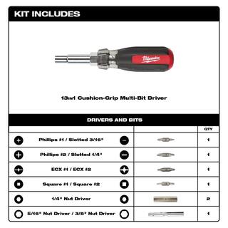 MW 13-in-1 Multi-Tip Cushion Grip Screwdriver with 25 ft. Compact Auto Lock Tape Measure 48-22-2880-48-22-6825