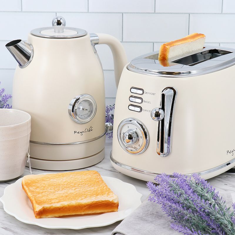 MegaChef 1.7-Liter Electric Tea Kettle and 2-Slice Toaster Combo