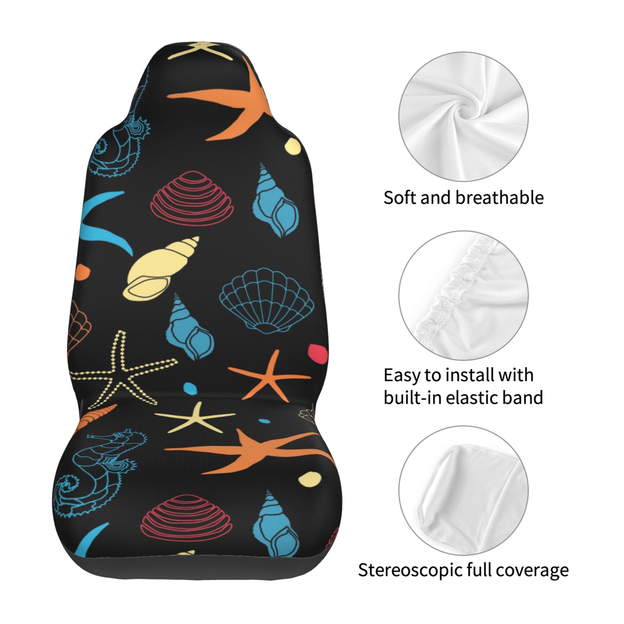 ZICANCN Car Seat Cover Seahorse Starfish Car Front Seat Covers Protectors ， Automotive Seat Covers for Cars Trucks Suv