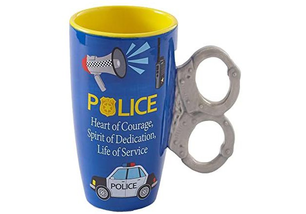 The Lakeside Collection Policeman Flashlight Design Ceramic Coffee Mug With Inspirational Quote