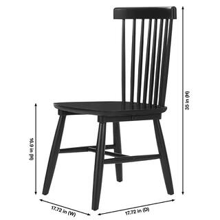 StyleWell Black Windsor Solid Wood Dining Chairs (Set of 2) C-08-3