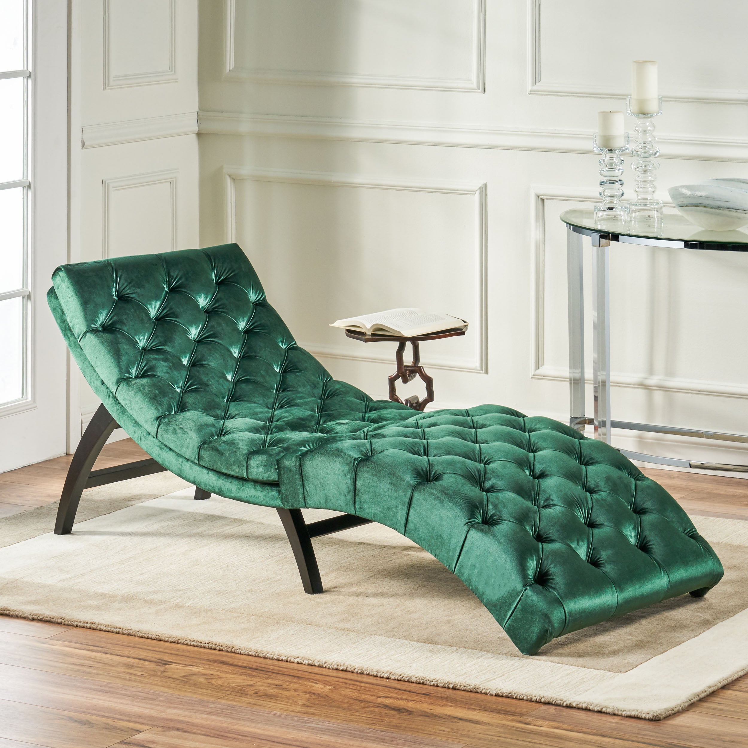 Grasby Tufted New Velvet Chaise Lounge