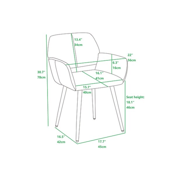 Upholstered Side Dining Chair with Metal Leg， Oak Wooden Printing Leg， KD backrest