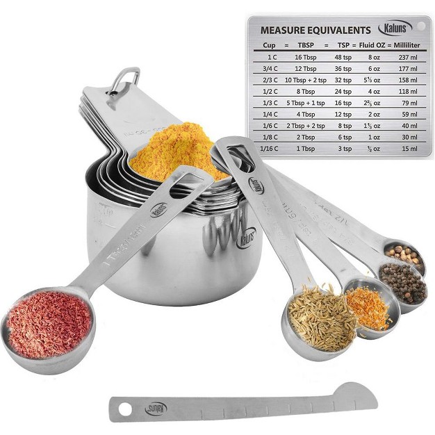 Kaluns Measuring Cups And Spoons Set 16 Piece Stainless Steel