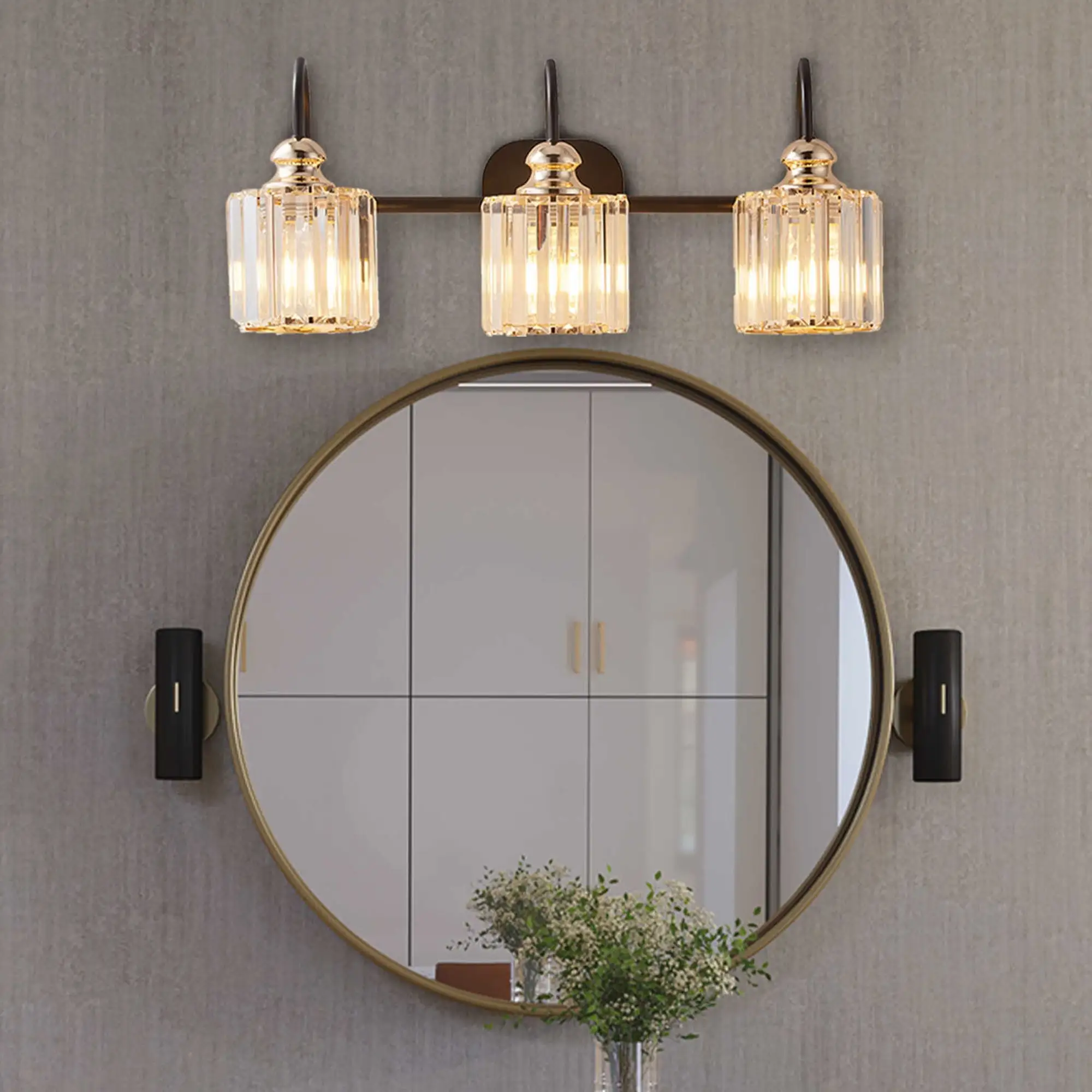 3 Lights Modern Wall Mounted Bathroom Over Mirror Light With Glass Lampshade - 23.13