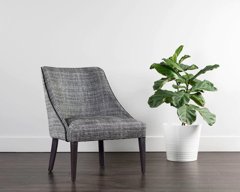 Berker Lounge Chair   Grey Oak   Naya Check Black   Transitional   Armchairs And Accent Chairs   by Rustic Home Furniture Deco  Houzz