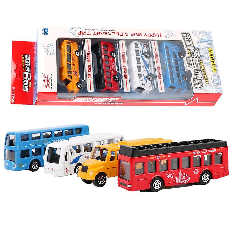 4pcs Buses Car Set Children's Toy Car Alloy Rally Racing Boy's Toy