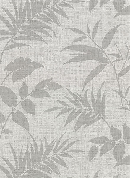 Chandler Light Grey Botanical Faux Grasscloth Wallpaper from the Main Street Collection