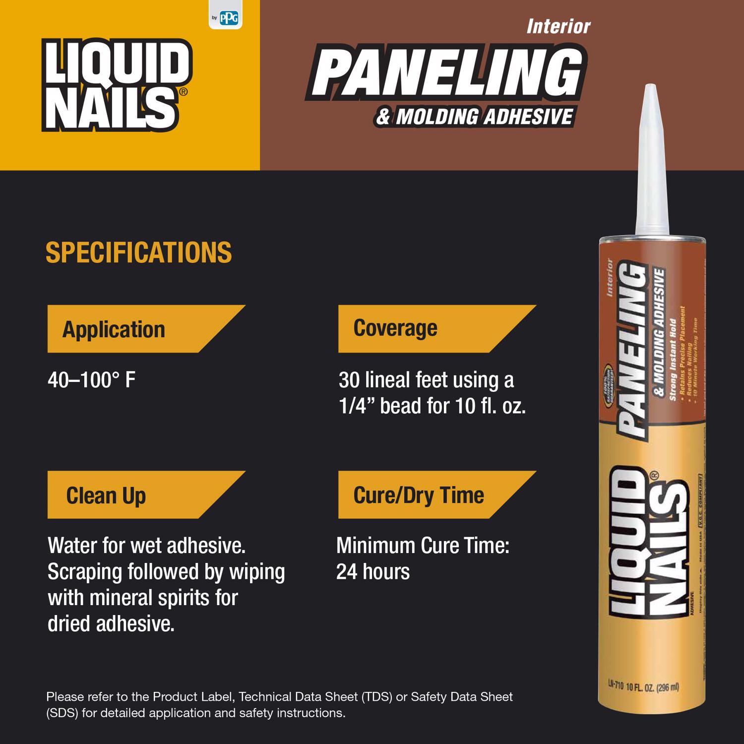 Liquid Nails Paneling \u0026 Molding High Strength Latex Adhesive 10 oz