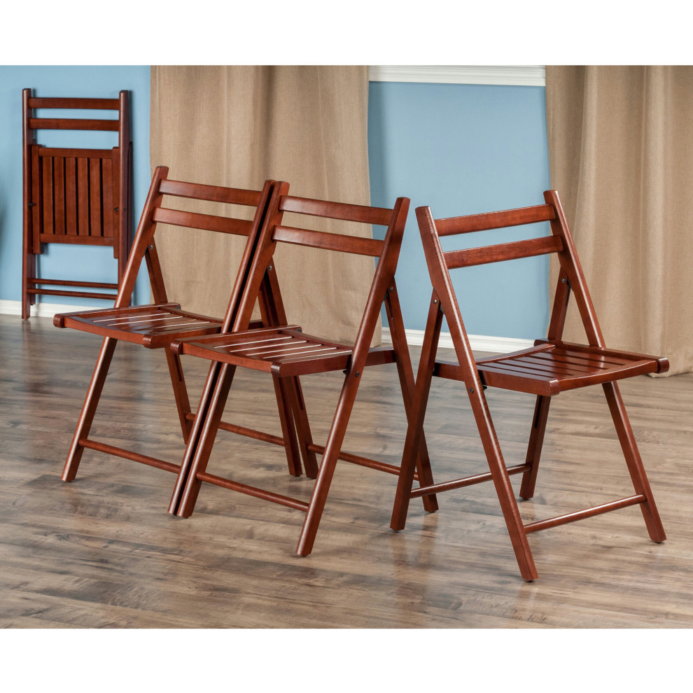 Robin 4 Pc Folding Chair Set  Walnut   Transitional   Folding Chairs And Stools   by Kolibri Decor  Houzz