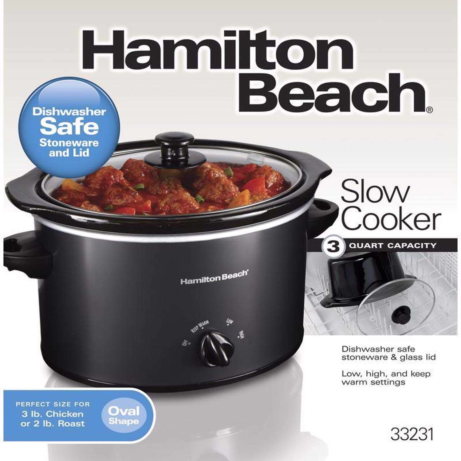 Hamilton Beach 3 qt Black Stoneware Slow Cooker