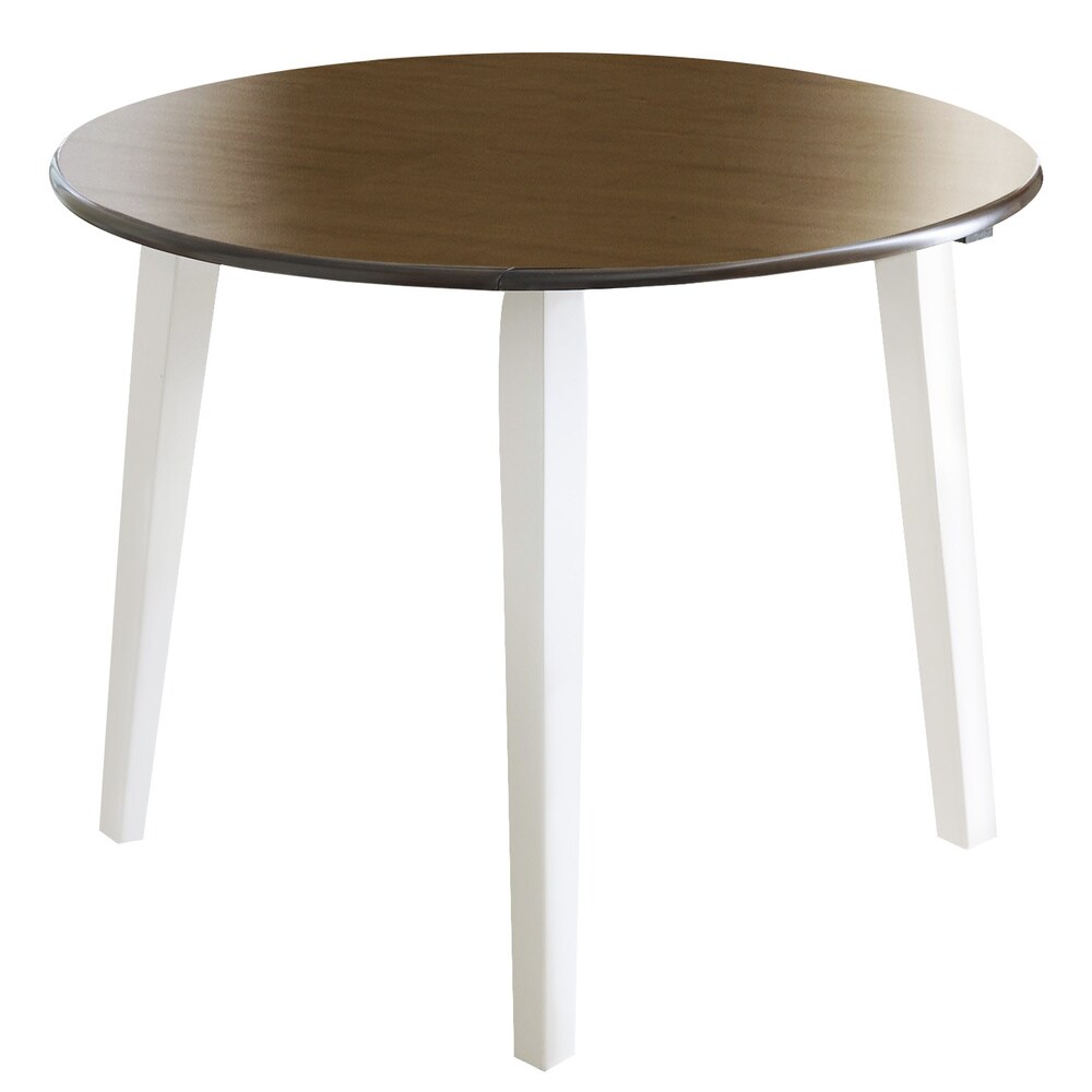 Signature Design By Ashley Woodanville White/ Brown Drop leaf Round Table