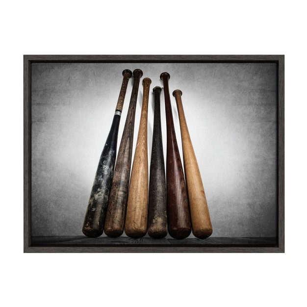 X 24 quot Sylvie Baseball Bats Framed Canvas By Shawn St Peter Gray Designovation