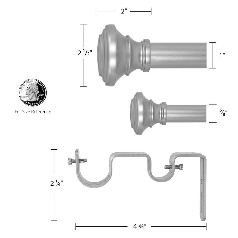 Decopolitan 1 Diameter 35-66 Trumpet Adjustable Curtain Rod Set