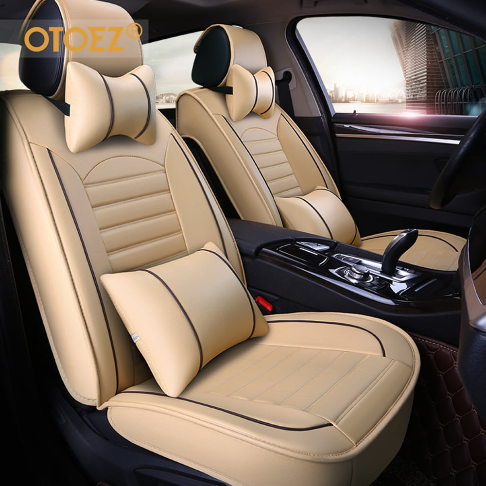 OTOEZ Universal Car Seat Cover Full Set PU Leather 5 Seats Front Rear Seat Cushion