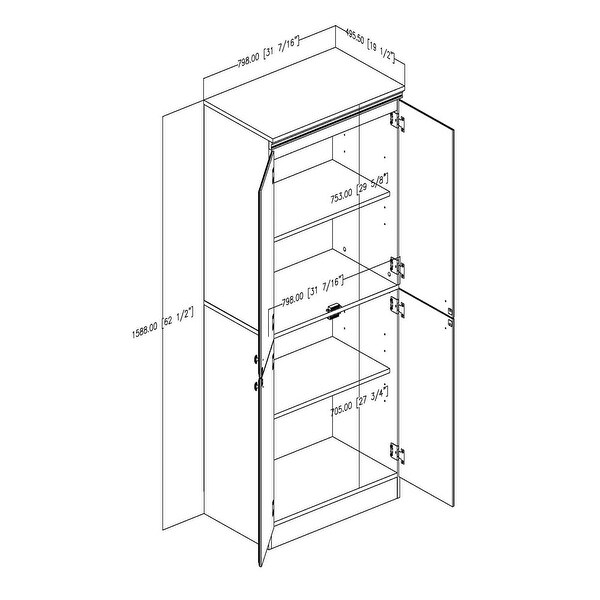 4-Door Storage Cabinet， Multiple Finishes