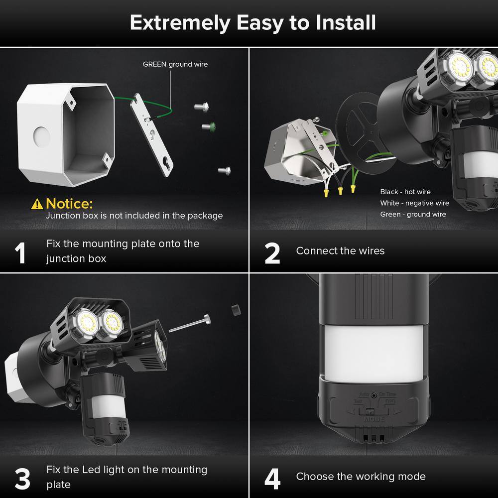 SANSI 28-Watt 180-Degree Black Motion Activated Outdoor Integrated LED Dusk to Dawn Flood Light 01-04-001-012802