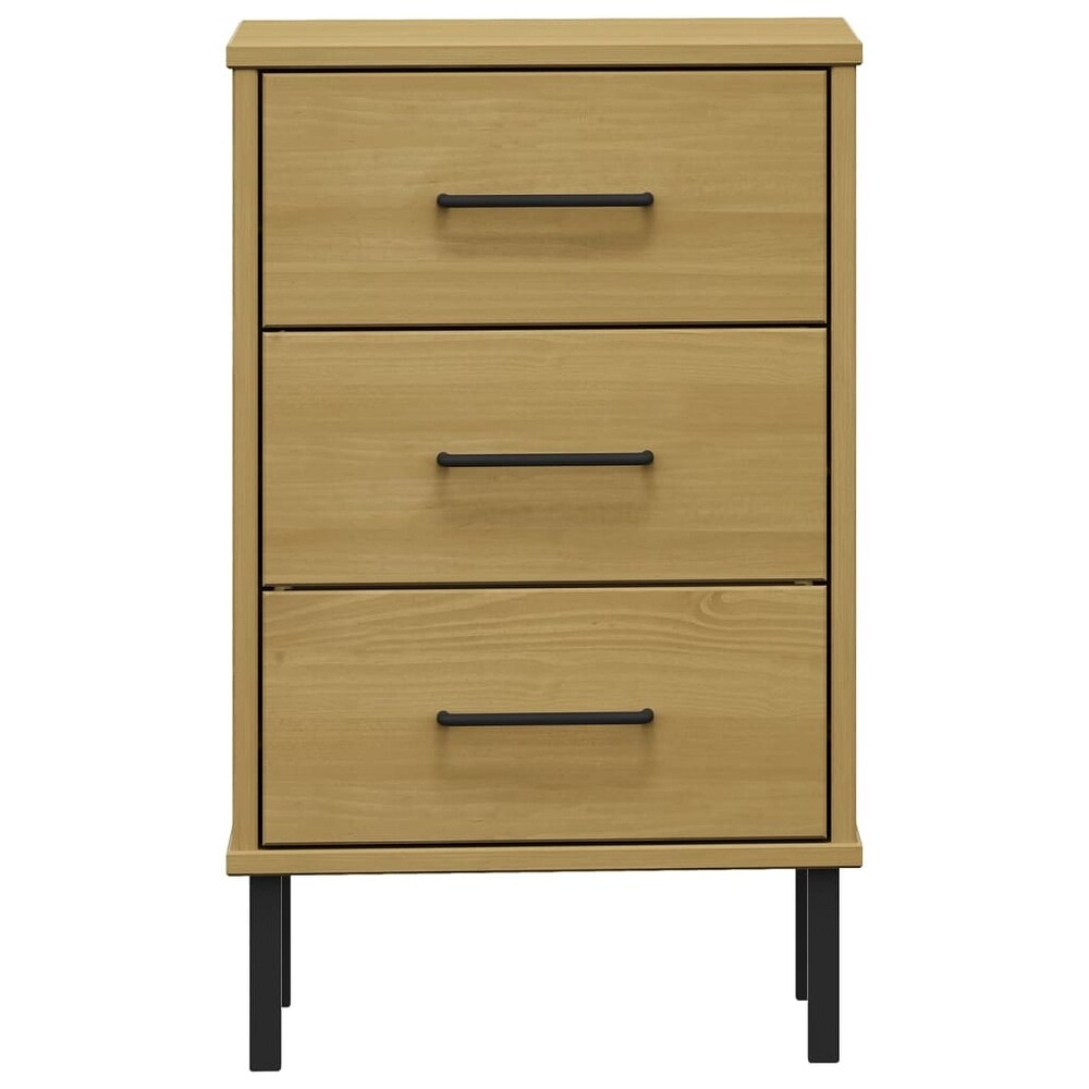 vidaXL Nightstand Storage Bedside Table with 3 Drawers Solid Pine Wood OSLO