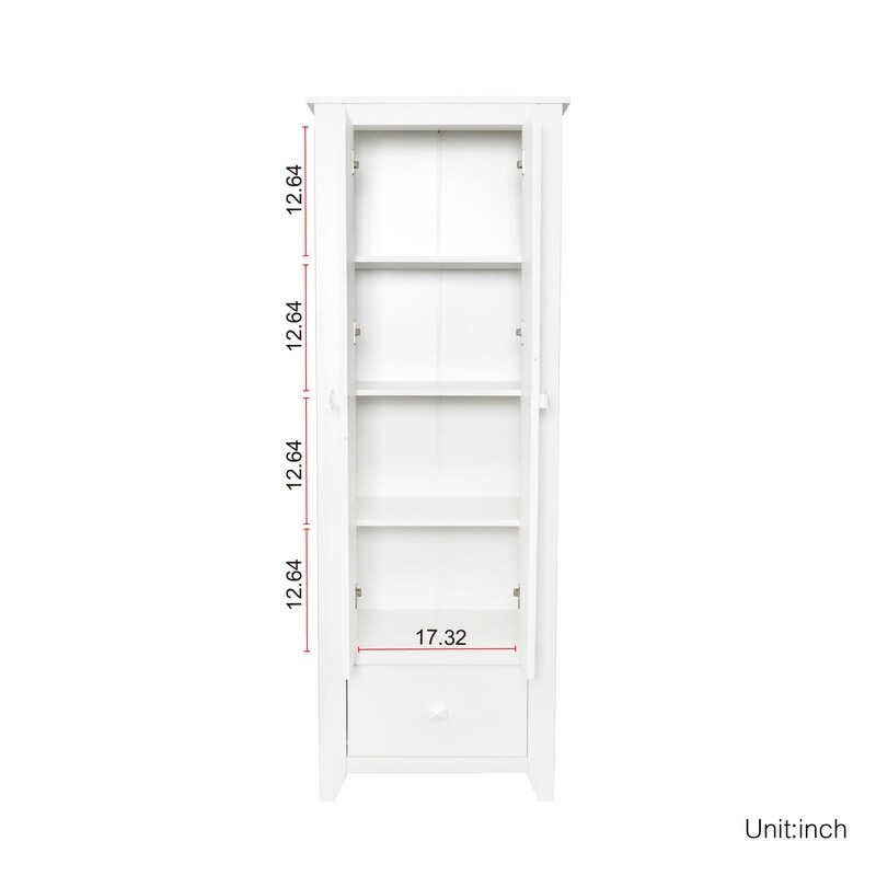 White Tall Storage Cabinet with 1 Drawer