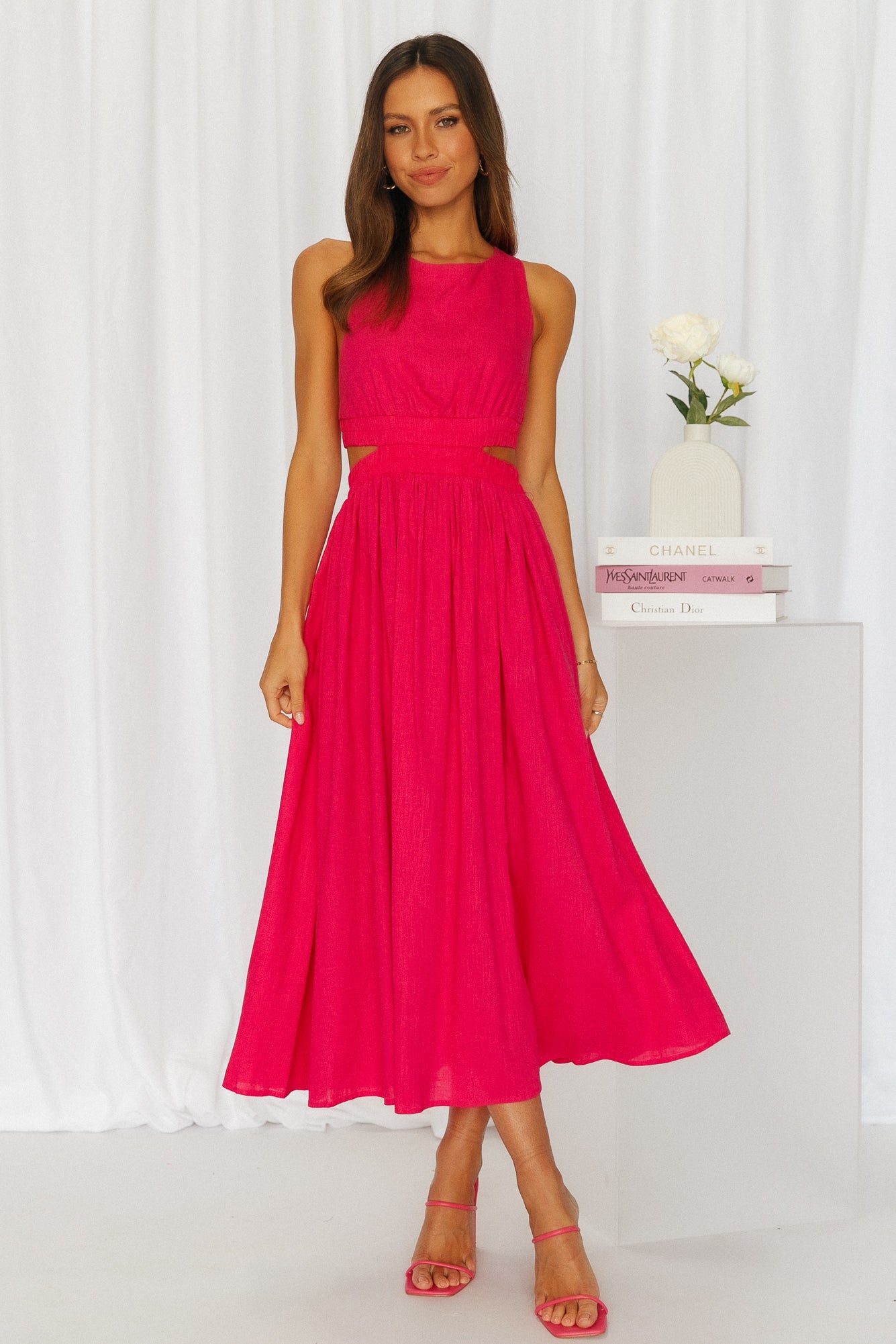 Bayside Beauty Midi Dress Hot Pink