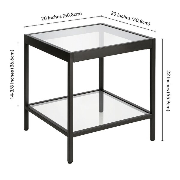 Alexis Modern Metal and Glass Square Side Table