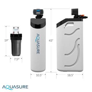 AQUASURE Harmony Lite Compact ALL-In-One 32000 Grain Whole House Water Softener with Triple Purpose Pre-Filter AS-HL32C