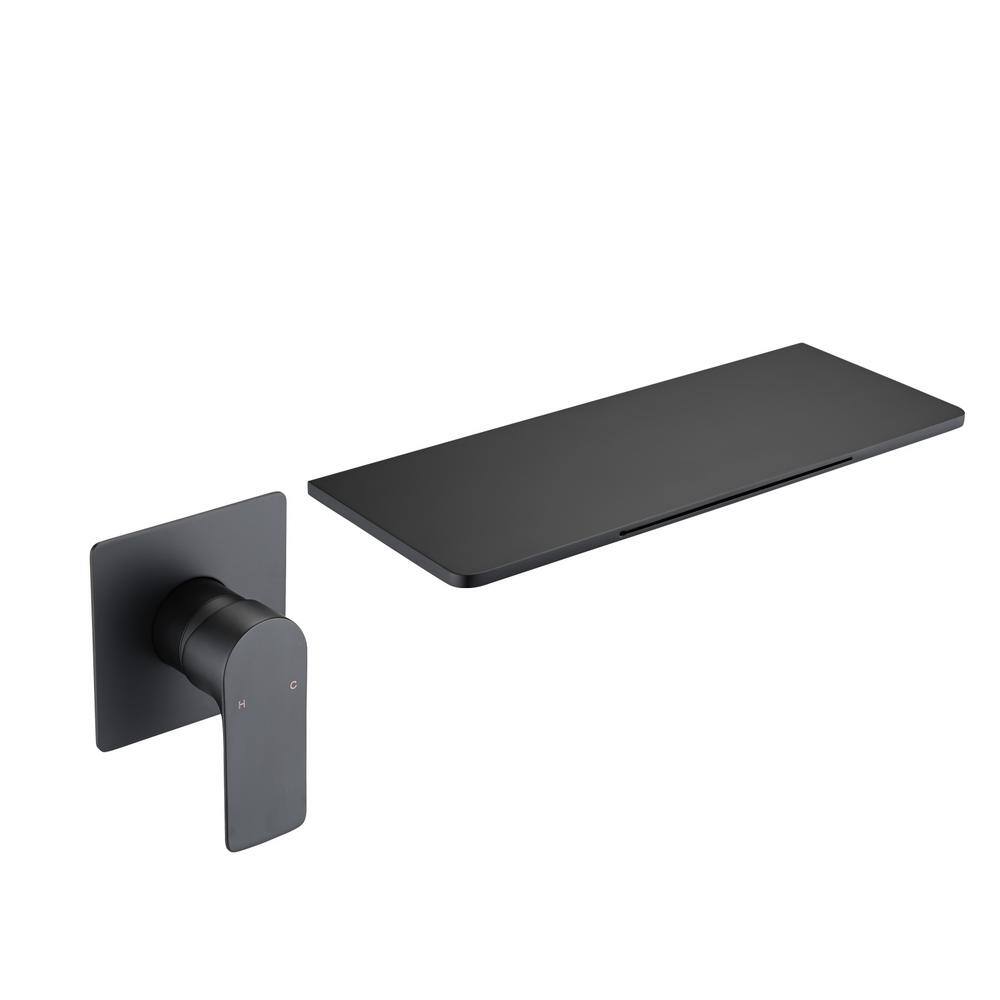 Single Handle Rectangular Waterfall Wall Mounted Bathroom Faucet in Matte Black CER-LQW1-0467