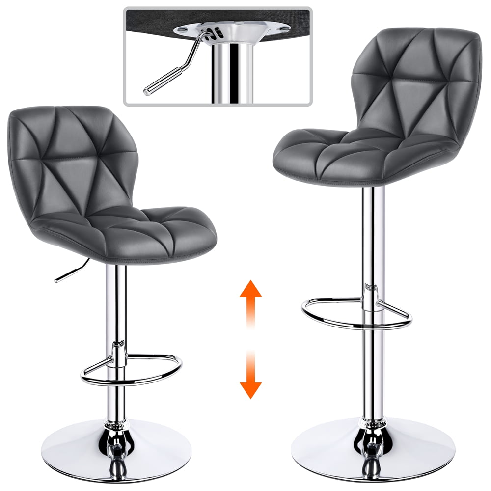 Alden Design Modern Adjustable Faux Leather Swivel Bar Stool Armless， 2pcs， Gray