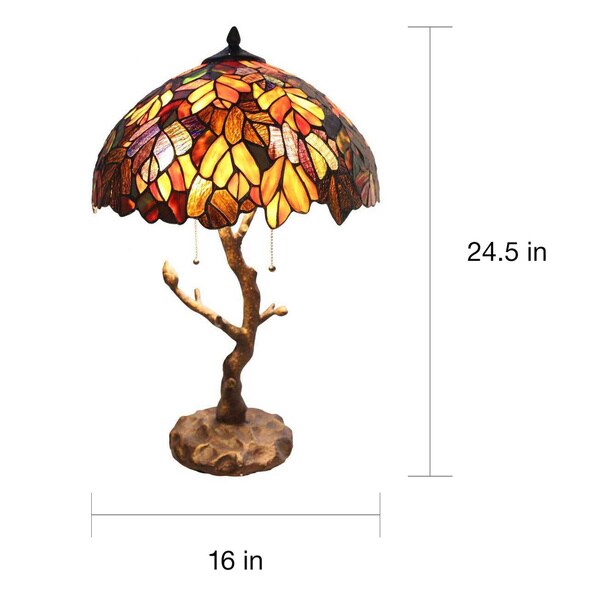 Copper Grove Eugenia Stained Glass 24.5-inch -style Lamp with Tree Trunk Base - 16