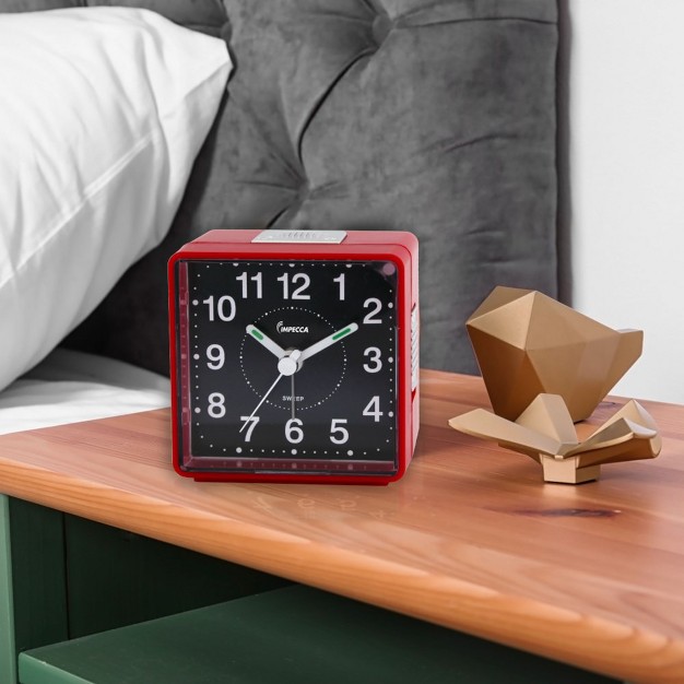 Impecca Travel Alarm Clock Sweep Movement Red