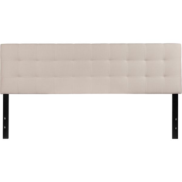 Bedford Tufted Upholstered King Size Headboard in Beige Fabric