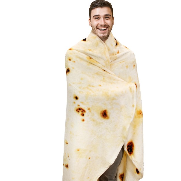 Pavilia Burritos Tortilla Blanket Double Sided Realistic Taco Wrap Adult Size Funny Weird Cool Cute Fun Gag Gifts