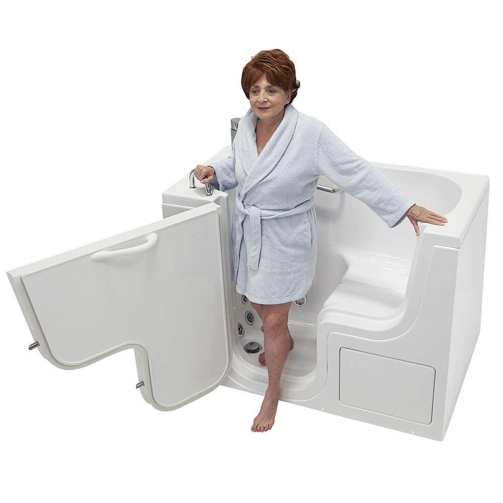 Ella Wheelchair Transfer 26 52 in. Walk-In Whirlpool Bathtub in White with Independent Foot Massage Fast Fill Faucet LHD OLA2652HH2PL