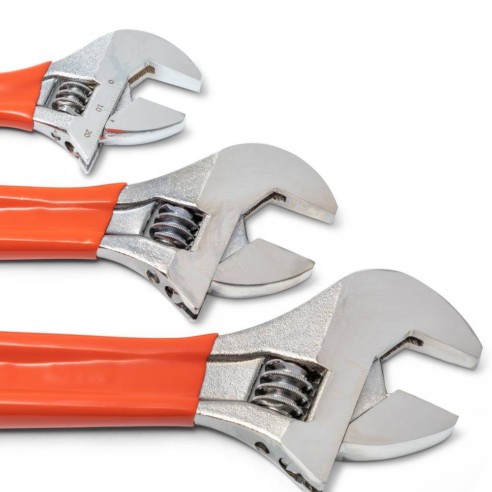 Crescent 6 in. 8 in. and 10 in. Chrome Cushion Grip Adjustable Wrench Set (3-Piece) AC26810CV