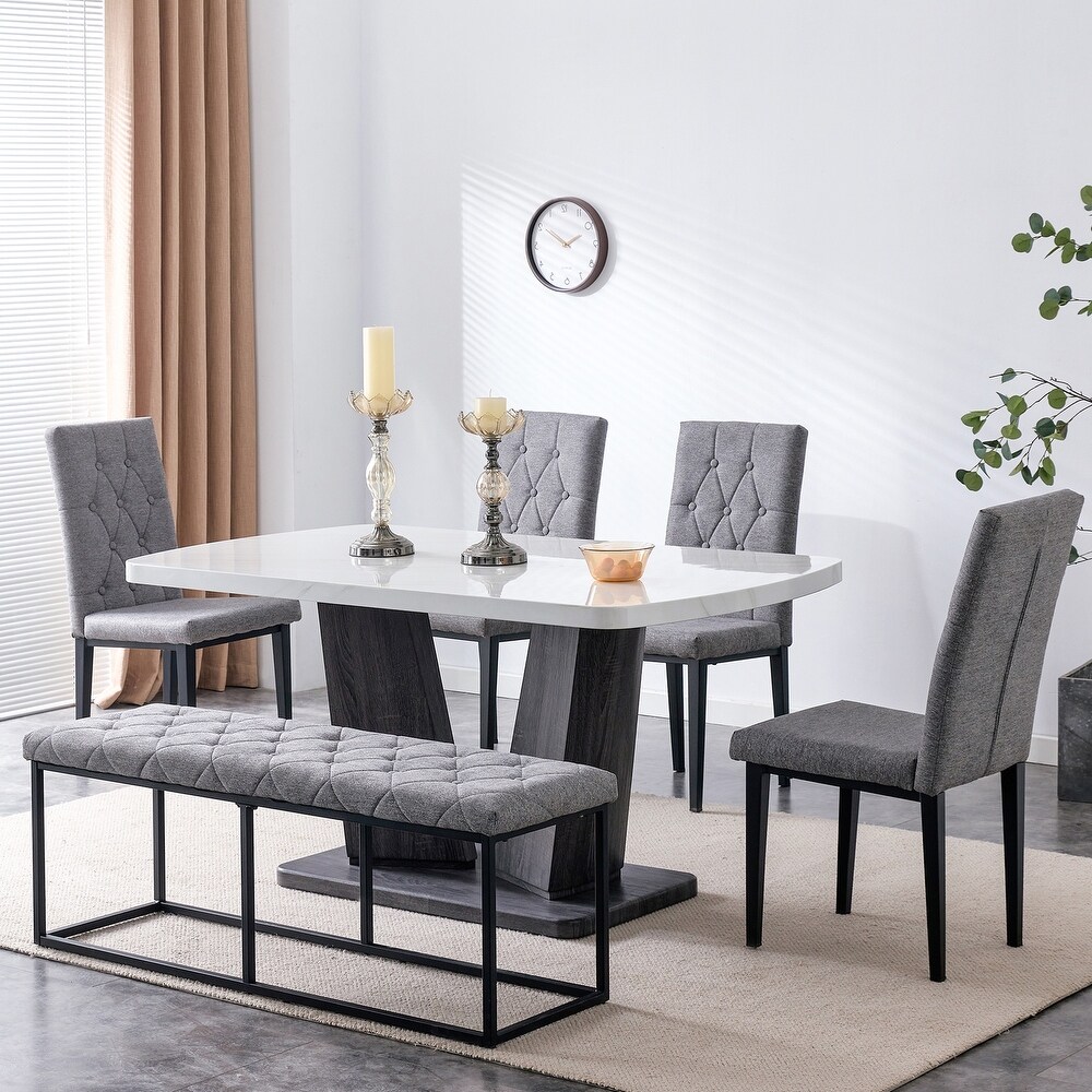 Modern 6 Piece Dining Sets with 63\