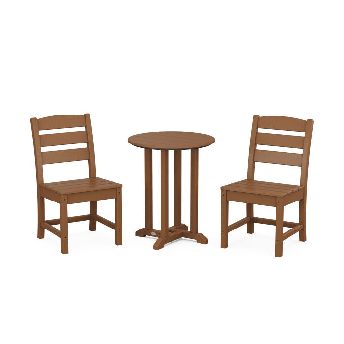 Polywood Lakeside Side Chair 3-Piece Round Bistro Dining Set PWS1302-1