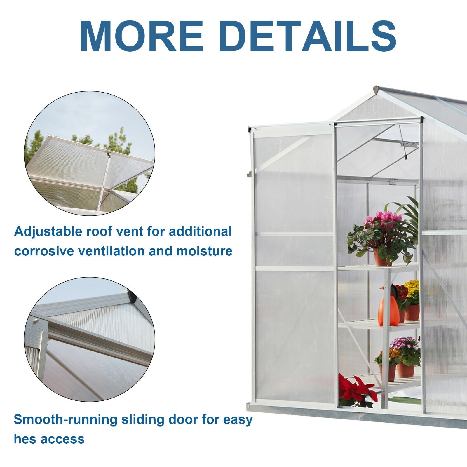 8 x 6 ft Walk-in Plant Greenhouse Kit Polycarbonate Garden Backyard Alu Cold Frame Window