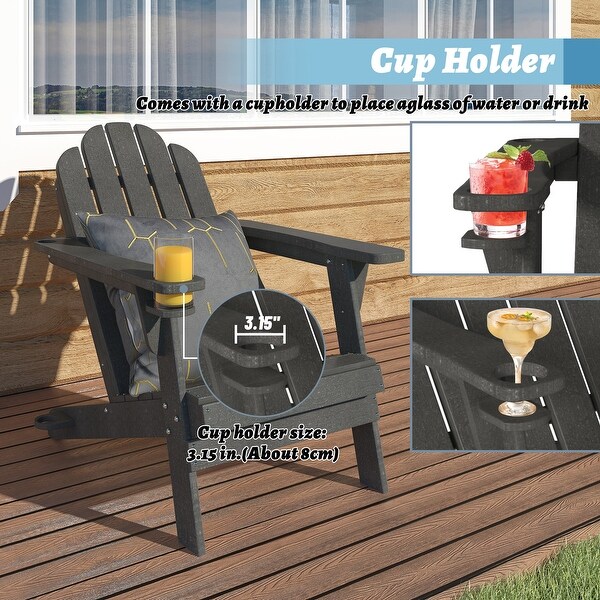 Casainc Traditional Curveback Plastic Patio Adirondack Chair with Cup Holder and umbrella holder Outdoor