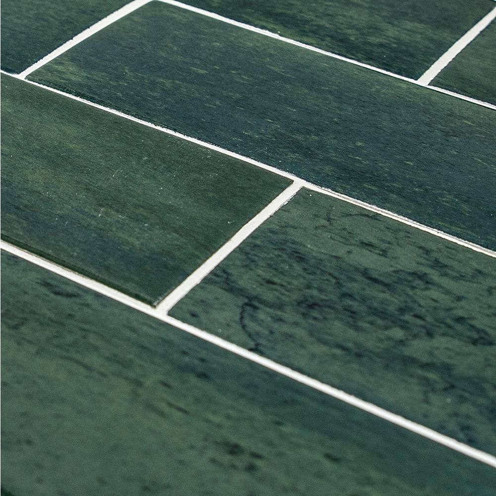 Jeffrey Court Typhoon Green 3 in. x 18 in. Subway Gloss Porcelain Wall and Floor Tile (10.76 sq. ft.Case) 13060